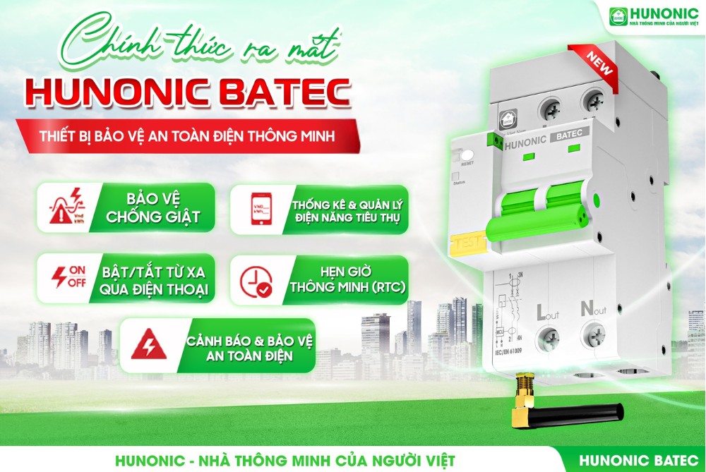Thiết Bị Bảo Vệ An Toàn Điện Thông Minh HUNONIC BATEC 8 ra mắt hunonic batec