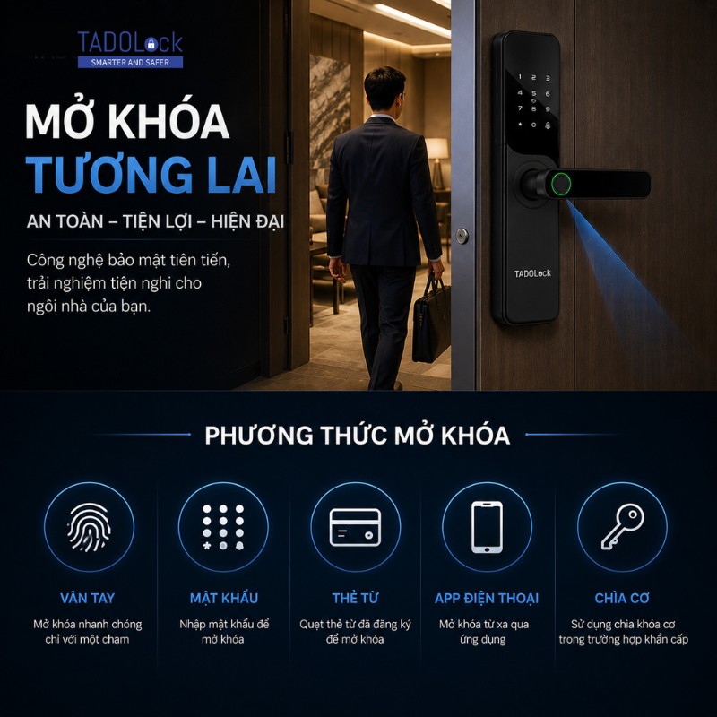 Khoá thông minh cửa gỗ cao cấp TDL 68 20 phuong thuc mo khoa