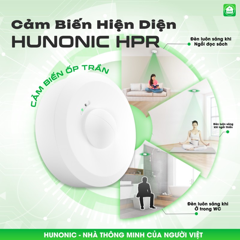 Cảm Biến Hiện Diện Wifi Ốp Trần Hunonic HPR 10 Cam bien hien dien1